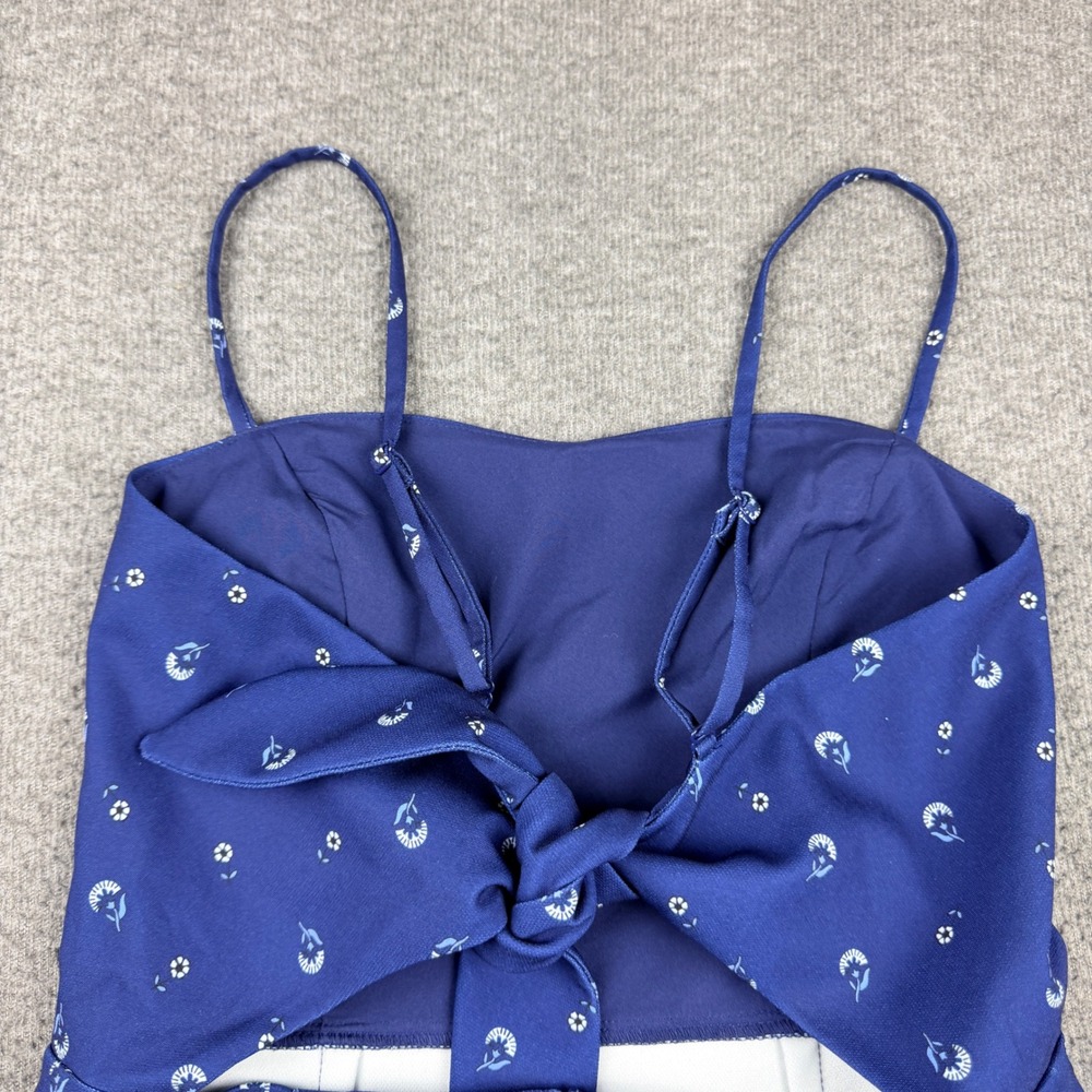 French Connection Blue Floral Tie Back Mini Dress Women's US 4 XS - Picture 9 of 11